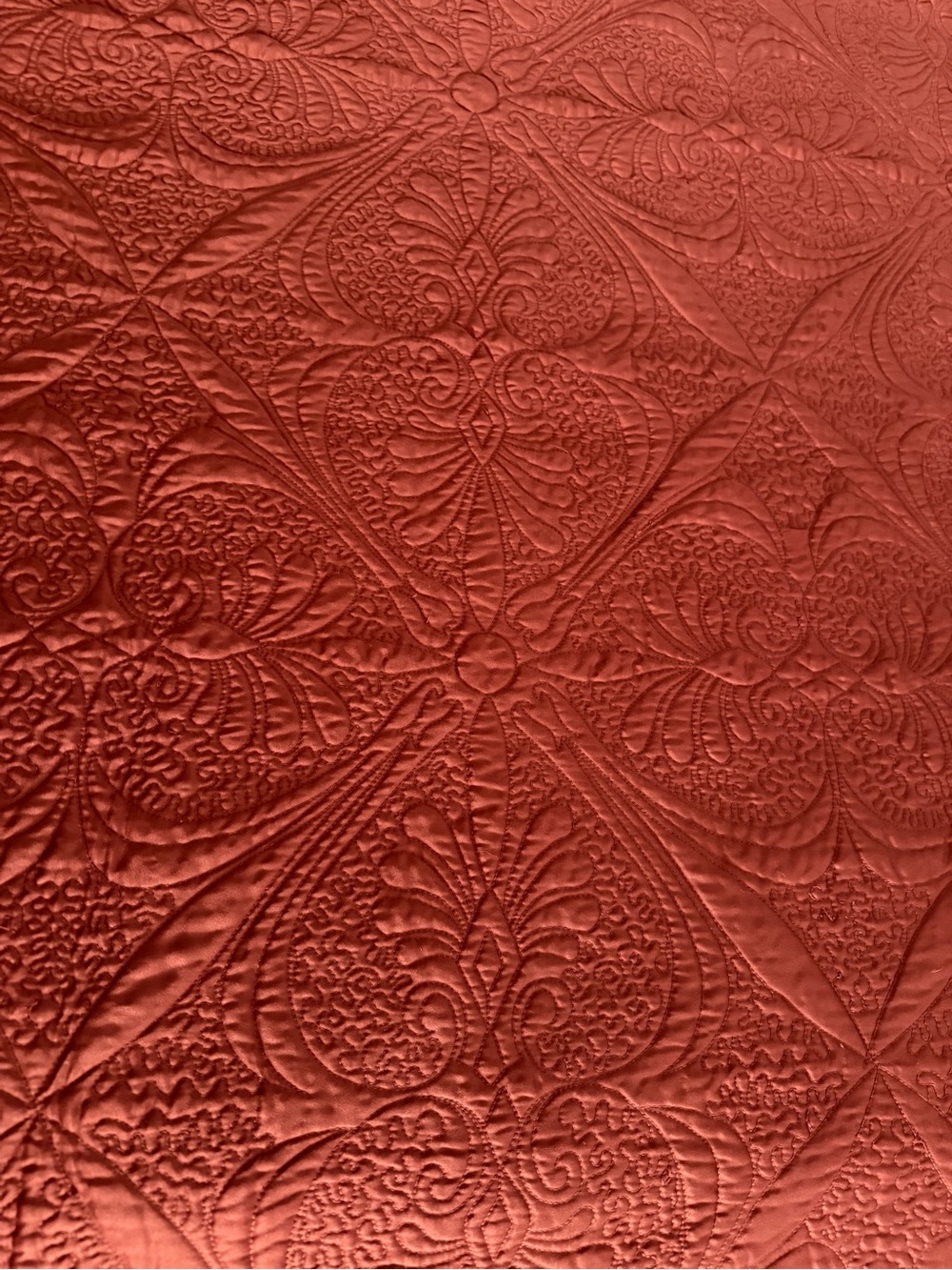 Luxury Quilted Bedspread rust color